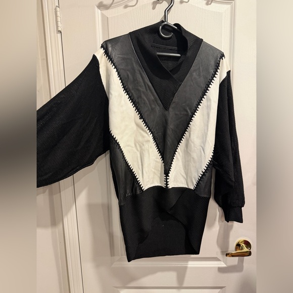 Vintage 80's Cuccini Sports Leather and Knit Sweater - Picture 2 of 7